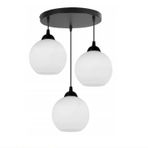 RİOLİGHT MODERN2,RETRO,VİNTAGE OPAL CAMLI 3XE27 SİYAH METAL GÖVDELİ SARKIT AVİZE TABAN ÇAPI:30CM