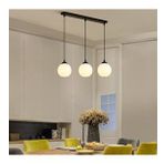 RİOLİGHT MODERN,RETRO,VİNTAGE OPAL CAMLI 3XE27 SIRALI SİYAH METAL GÖVDE MASA ÜSTÜ SARKIT AVİZE