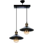 Riolight Retro Ikili Metal Sarkıt Avize UZUNLUK:30CM Şapka ÇAPI:22CM - Siyah