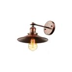 RİOLİGHT Retro Rustik Bakır Eskitme Mafsallı Hareketli Başlık Metal Duvar Aplik Şapka Çapı:22cm