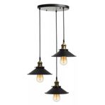 RİOLİGHT RETRO ÜÇLÜ METAL SARKIT AVİZE TABAN ÇAPI:30CM ŞAPKA ÇAPI:22CM