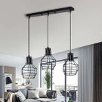 RİOLİGHT RETRO1,RUSTİK,VİNTAGE MASA ÜSTÜ SİYAH 3XE27 DUYLU KAFES METAL SARKIT AVİZE UZUNLUK:60CM