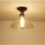Riolight Retro1,vintage1,rustik 1XE27 Duylu Bal Camlı Plofonyer Tekli Avize ÇAP:20CM - Ahşap