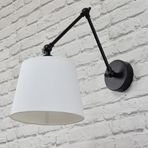 Riolight Retro,rustik Beyaz Hareketli Kumaş Başlık Siyah Üç Mafsallı Metal Gövde Akrobat Aplik