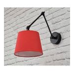 Riolight Retro,rustik Kırmızı Hareketli Kumaş Başlık Siyah Üç Mafsallı Metal Gövde Akrobat Aplik