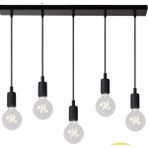 Riolight Retro,rustik,vintage Modern 5XE27 Duylu Metal Masa Üstü Sarkıt Avize UZUNLUK:60CM - Siyah - 3