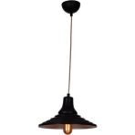 Riolight retro,rustik,vintage mutfak,oda,cafe,oteller için siyah 1xe27 metal sarkıt avize çap:28cm
