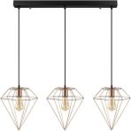 Riolight Retro,rustik,vintage Pramit Gold Üçlü Sıralı Sarkıt Avize Uzunluk: 60CM