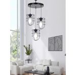 RİOLİGHT RETRO,RUSTİK,VİNTAGE SİYAH KAFES 3XE27 DUYLU METAL SARKIT AVİZE