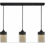 RİOLİGHT RETRO,RUSTİK,VİNTAGE SİYAH METAL GÖVDE 3XE27 DUYLU CAM BAŞLIK MASA ÜSTÜ AVİZE UZUNLUK:60CM