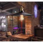 Riolight retro,vintage cafe,otel,mutfak,odalar için siyah 1xe27 metal sarkıt avize çap:28cm