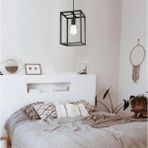 Riolight Retro,vintage,rustik 1XE27 Yatak Odası Için Tekli Metal Sarkıt Avize - Siyah