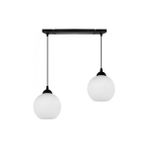 Riolight Riolıght Modern,retro,vintage Opalbeyaz1 Camlı 2XE27 Sıralı Siyah Metal Gövde Masa Üstü Sarkıt Avize