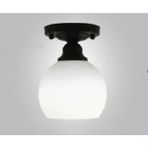 Riolight Riolıght Rustik,vintage Hol,oda,kolidor Için Opal Camlı Siyah Metal Gövde Plofonyer Avize ÇAP:15CM