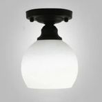 RİOLIGHT RUSTİK,VİNTAGE HOL,ODA,KOLİDOR İÇİN OPAL CAMLI SİYAH METAL GÖVDE PLOFONYER AVİZE ÇAP:15CM
