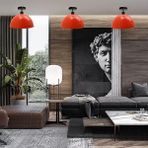 Riolight Vintage,Modern,Rustik Kırmızı 1xe27 Tekli Metal Plofonyer Avize Çap:30cm 1adet