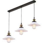 Riolight vintage,retro,rustik 3XE27 siyah gövde beyaz başlık metal sıralı sarkıt avize uzunluk:60cm - Siyah - Beyaz