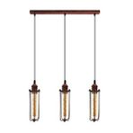 Riolight Vintage,retro,rustik Bakır Fırçalı Patine 3XE27 Kafes Masa Üstü Sarkıt Avize UZUNLUK:60CM