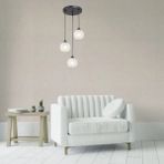 Riolight vintage,retro,rustik,modern siyah metal gövde 3xe27 duylu opal camlı sarkıt avize çap:30 cm
