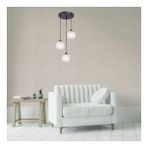 RİOLİGHT VİNTAGE,RETRO,RUSTİK,MODERN SİYAH METAL GÖVDE 3XE27 DUYLU OPAL CAMLI SARKIT AVİZE ÇAP:30CM