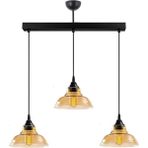 Riolight vintage,rustik,retro 3XE27 Bal Camlı Masa üstü Sarkıt Avize Cam ÇAPI:20CM Taban Uzunluk:60CM - Siyah