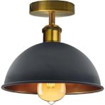 Riolight Vintage,rustik,retro Siyah Başlık Eskitme 1XE27 Duylu Tekli Metal Plofonyer Avize ÇAP:23CM - Eskitme - Siyah