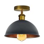 RİOLİGHT VİNTAGE,RUSTİK,RETRO SİYAH BAŞLIK ESKİTME 1XE27 DUYLU TEKLİ METAL PLOFONYER AVİZE ÇAP:23CM