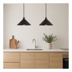 Riolight Vintage,rustik,retro Siyah Metal Başlık 2XE27 Masa Üstü Sıralı Sarkıt Avize UZUNLUK:60CM