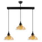 RİOLİGHT,VİNTAGE,RUSTİK,RETRO 3XE27 BAL CAMLI MASAÜSTÜ SARKIT AVİZE CAM ÇAPI:20CM TABAN UZUNLUK:60CM