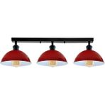Riolihgt Retro,modern,vintage Açık Kırmızı Başlık 3XE27 Metal Plofonyer Sıralı Avize Taban UZUNLUK:60CM