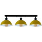 Riolihgt Retro,modern,vintage Sarı Başlık 3XE27 Metal Plofonyer Sıralı Avize Taban UZUNLUK:60CM - Sarı - Siyah