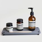 RIOMZY Anında Kuru Lavabo Caddy Organizatör - Mutfak Banyo Tezgahı Ev Dekoru için Hızlı Kuruyan Taş Lavabo Tepsisi, Diyatomlu Hızlı Kuruyan Tezgah Tepsisi Rafı (Siyah Paslanmaz Çelik Ayaklı, Gri)