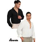 Riowela Erkek Yazlık Dokulu Oversize Gömlek Siyah-beyaz 2'li Paket