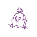 Rip Mezar Taşı Araba Sticker 17X17 Cm Mor
