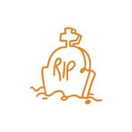 Rip Mezar Taşı Araba Sticker 17X17 Cm Turuncu
