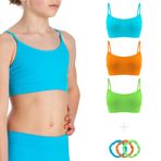 Risalti Top kız büstiyer spagetti 3 adet – büstiyer kız, Crop Top kız sutyen, kızlar için üst giyim, atlet kız çocuk, dikişsiz bileklikler, ücretsiz – İtalya'da üretilmiştir, 3 adet turkuaz, yeşil,