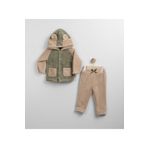 Rise Raba Bebek Polar Eşofman Takımı - Kapüşonlu Welsoft Ceket ve Pantolon, Ayıcık Desenli Kışlık Bebek Takım