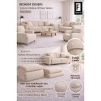 riselerhome faiend Bohem Desen Jakarlı 3 3 1 1 Lastikli Kanepe Örtüsü | Lastikli Koltuk Örtüsü | Koltuk Kılıfı Takımı - 180 x 230 cm - Vizon