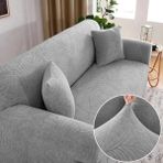 riselerhome Jakarlı 3 Kişilik Kanepe Örtüsü Lastikli Koltuk Örtüsü Çekyat Örtüsü Koltuk Kılıfı - 180 x 230 cm - Gri