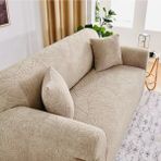 riselerhome Jakarlı 3 Kişilik Kanepe Örtüsü Lastikli Koltuk Örtüsü Çekyat Örtüsü Koltuk Kılıfı - 180 x 230 cm - Vizon