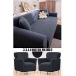 riselerhome Jakarlı Tuğla Desen Streç Lastikli Koltuk Örtüsü Takımı 3 3 1 1 Esnek Kanepe Çekyat Kılıfı - 180 x 230 cm - Antrasit