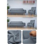 Riselerhome Lastıklı Esnek Koltuk Kanepe Kılıfı Takımı Çekyat Örtüsü (3+3+1+1 ) Takım - Füme - Gri - 180 x 230 cm