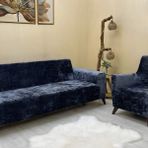 riselerhome Parlak Kadife 3+3+1+1 Lastikli Kanepe Örtüsü | Lastikli Koltuk Örtüsü | Koltuk Kılıfı Takımı - 180 x 230 cm - Antrasit