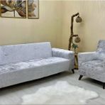 riselerhome Parlak Kadife 3+3+1+1 Lastikli Kanepe Örtüsü | Lastikli Koltuk Örtüsü | Koltuk Kılıfı Takımı - 180 x 230 cm - Gri