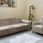 riselerhome Parlak Kadife Lastikli Koltuk Kılıfı Takımı Sütlü Kahve 180 x 230 cm Yumuşak Kumaş