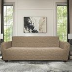 riselerhome Riselerhome Jakarlı 3kişilik Lastikli Koltuk Kılıfı Çekyat Koltuk Örtüsü Streç Esnek Kanepe Kılıfı Düz Desen Antrasit - 185 x 230 cm - Kahve