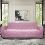 riselerhome Riselerhome Jakarlı 3kişilik Lastikli Koltuk Kılıfı Çekyat Koltuk Örtüsü Streç Esnek Kanepe Kılıfı Düz Desen Antrasit - 185 x 230 cm - Pembe