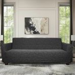 riselerhome Riselerhome Jakarlı 3kişilik Lastikli Koltuk Kılıfı Çekyat Koltuk Örtüsü Streç Esnek Kanepe Kılıfı Düz Desen Antrasit - 185 x 230 cm