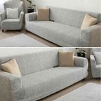 riselerhome Taş gri Jakarlı Düz Desen Esnek Kanepe Kılıfı Tamıkı Koltuk Örtüsü 3+3+1+1 Yıkanabilir Koltuk Kılıfı Kanepe Çekyat Örtüsü - 180 x 230 cm - Krem