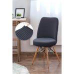 riselerhome Yıkanabilir Streç Lastikli Likralı Oval Sandalye Kılıfı - Yuvarlak Sandalye Örtüsü - Antrasit - 40 x 60 cm